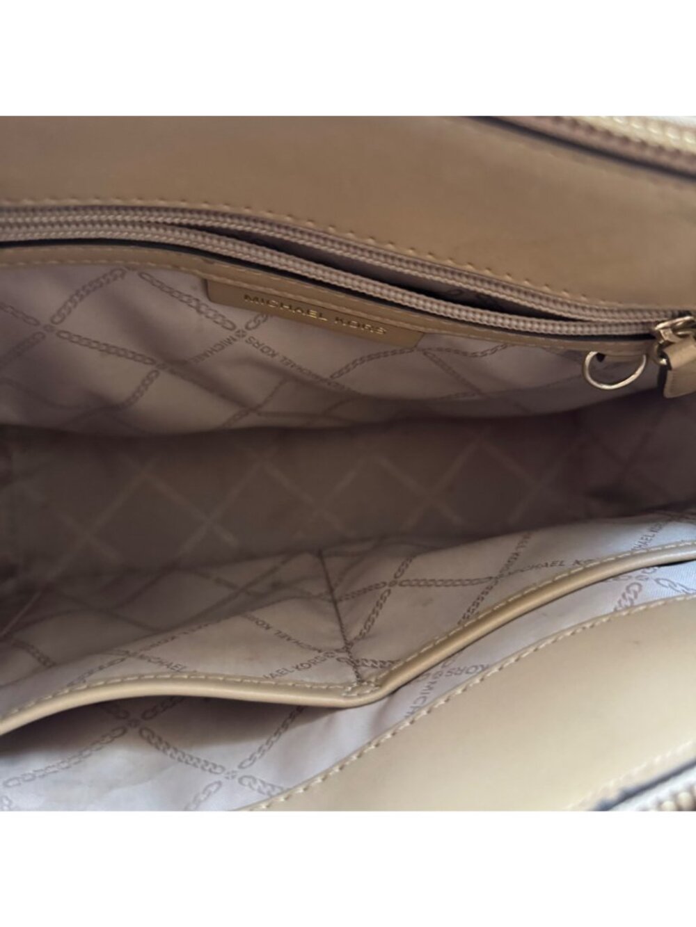 Michael Kors Beige Saffiano Leather Satchel With Adjustable Crossbody Strap - Picture 7 of 11